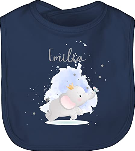 Baby Lätzchen - Tiere - Süßer Elefant mit Name personalisiert I Geschenk Elefanten - Unisize - Navy Blau - personalisierter latz baby-geschenke personalisierte geschenke und babylatz babysachen