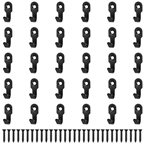 DIYCUT 30 Stück Kleine Haken zum Schrauben, Wandhaken Schwarz Edelstahl, 27 mm Badezimmer Haken mit Schrauben, Kleine Haken für Schlüsselbrett, für Küche, Wohnzimmer und Schlafzimmer