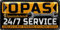LANOLU Retro Blechschild OPAS SERVICE - Schild Werkstatt OPA - Geburtstagsgeschenk oder Vatertagsgeschenk Schild für Opas - lustige retro Deko mit Spruch - vintage Metallschild mit Wölbung, 16x32cm