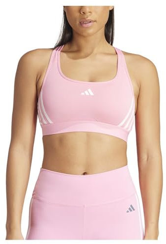 adidas Women's Powerimpact Train Medium-Support 3-Stripes Bra Sport-BH, Bliss pink/White, XS A-B