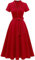 Wedtrend Cocktailkleid Damen Elegant Petticoat Kleid Hepburn Cocktailkleider Damen Vintage Kleid Damen Midilang WTP30001 Red 2XL