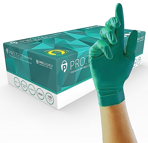 UNIGLOVES PRO.TECT GA0082 Lot de 100 gants jetables en nitrile HD ultra résistants, à usage unique, polyvalents, sans poudre, taille S