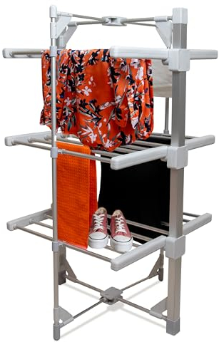 UR CHOICE 3-Tier Electric Heated Clothes Airer, 24-Bar Aluminium 12.5M Electric Drying Rack, Foldable Energy Efficient Indoor Clothes Horse Rack for Towels & Bedding