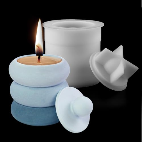 EPODA Gießformen Silikon Kerzenhalter Mit Deckel, Rund - Silikonformen für Beton, Gips und DIY Kerzen