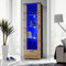 Komodee, Vitrine Schrank Alessandria, Schwarz/Wotan, Breite 60cm x Höhe 192cm x Tiefe 42cm, LED RGB, 3 Glasböden, 1 Regal aus laminierter Platte, für Wohnzimmer, Schlafzimmer