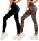 SINOPHANT 2er Pack Leggings Damen High Waist - Sportleggins Elastisch Yogahose Blickdicht Fitness Gym Yoga(2 Schwarz/Leopard,XXL)