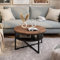 lukmebel Couchtisch rund - CIRI-X runder - Beistelltisch rund - Kaffetisch - Industrial Deko - Deko Wohnzimmer - Kleiner Beistelltisch - Sofatisch - Kleiner Tisch - Schwarz/Stirling Eiche