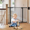 COMOMY 75-110cm Treppenschutzgitter Ohne Bohren, Türschutzgitter Auto Close, Türgitter für Baby, Kinder, Hund und Katze, Absperrgitter 90° Stop/ inkl. 3 Verlängerung (76cm Hoch, Schwarz)