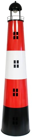 colourliving Leuchtturm Garten mit Licht Solar Leuchtturm Metall Maritime Deko mit LED Beleuchtung (150 cm)