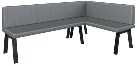 FURNISTAR Eckbank Akiko Metal A - Eckbankgruppe für Ihrem Esszimmer, Küche modern, Sitzecke, Essecke. Perfekt für Küche, Büro und Rezeption. Solide und Starke Verarbeitung. (196x128-Rechts-Soft29)