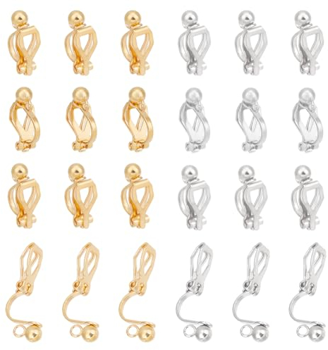 UNICRAFTALE 40 Stück 2 Farben Messing Clip On Ohrringe Nicht Durchdringende DIY Ohrringe Zubehör Mit Schlaufe Metall Ohrring Clips DIY Ohrclips Für DIY Ohrringe Schmuckherstellung
