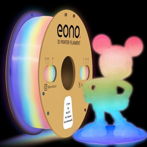 EONO PLA Filament Leuchtend Glow in the Dark Leuchtendes 3D Drucker Filament 1kg (2,2 Pfund) Leuchtendes PLA für 3D Drucker, Leuchtend Weiß bis Regenbogen