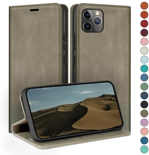 HUOUH for iPhone 11 Pro Max 6.5 Wallet case with RFID Blocking PU Leather,Credit Card Holder,Flip Folio Book Phone cases Shockproof Cover Women Men for Apple 11 Pro Max case Dark Grey