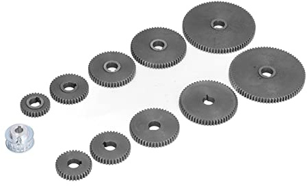 Drehmaschinengetriebe, 11-teiliges Metalldrehmaschinengetriebe Mini-Drehmaschine Ersatzzahnräder 17 Zähne Motorriemenscheibenrad T80 T60 T50 T40 T35 T30 Set Kit für Kegelräder
