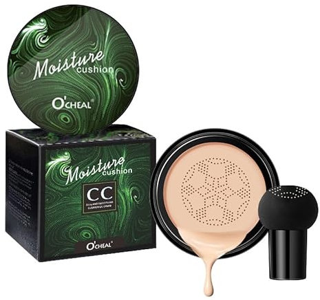 O'CHEAL Pilzkopf Luftkissen BB Creme Foundation-Creme für das Gesichts-Make-up Concealer-Kissen für das Gesicht Comestics Make-up-Kissen Kompakt Natürliche Farben 02