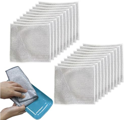 Trapos multiusos de alambre for lavar platos húmedos y secos, paño de cocina multifuncional de alambre que no raya, paño de cocina de alambre de metal japonés, trapos de limpieza for fregar sin rayone