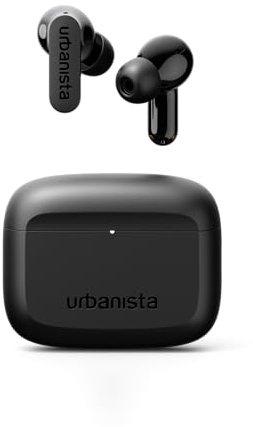 Urbanista Palo Alto True Wireless Earbuds, Bluetooth Earphones with Adaptive Noise Cancelling, 45 Hr Total Playtime, USB C Charging Case, IP54 Water Resistant, Bluetooth Multipoint, Black