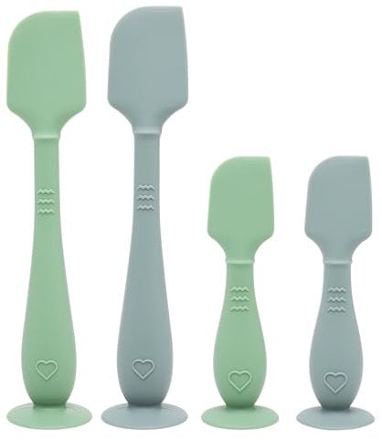 btrfe Baby Nappy Cream Spatula, Silicone Baby Nappy Rash Cream Applicator, Soft Butt Paste Spatula Brush with Suction Base for Newborn Essentials, Pack of 4 (Green)