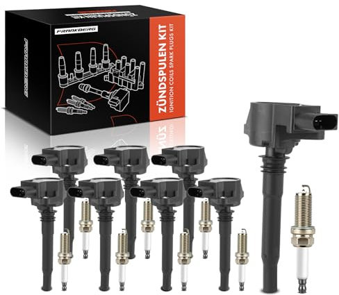 Frankberg 8x Zündspule + 8x Zündkerze Kompatibel mit C-Klasse W204 C63 AMG 6.2L 2008-2014 E-Klasse W212 E63 AMG 6.2L 2009-2015 CLK C209 63 AMG 6.2L 2006-2009 Replace# 1561500080