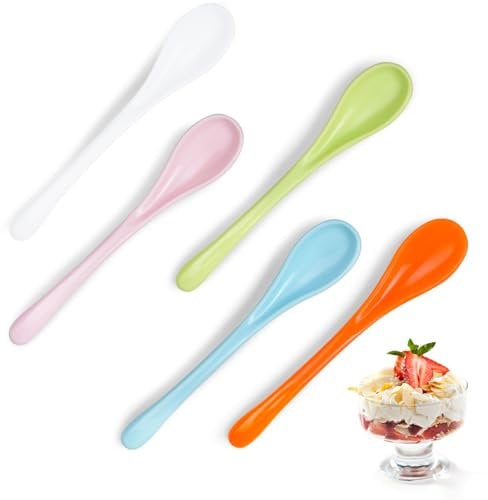Mispudin 20 Pièces Cuillere Plastique, Cuillère à Dessert, Cuillere en Plastique Colorées, Cuillère à Café, Cuillères en Plastique Colorées pour Thé, Yaourt, Glaces, Cocktails