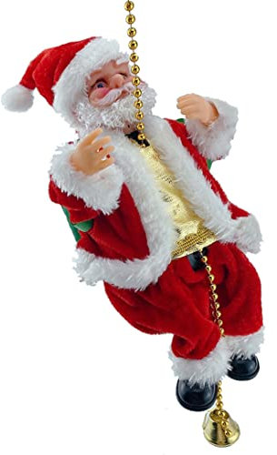 Climbing Santa with Music,Christmas Tree Pendant Ornament Novelty Climbing Santa Claus Rope,Electric Climbing Figurine Holiday Decoration for Indoor Outdoor