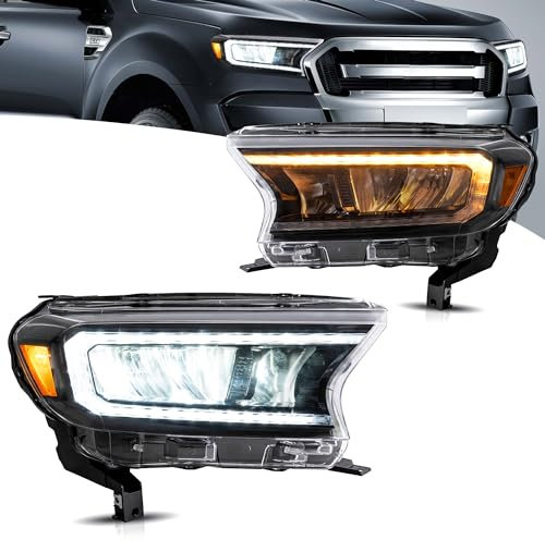 VLAND Scheinwerfer kompatibel für Ranger T6 T7 XL XLT Wildtrak Raptor 2016-2021, Mit E-Prüfzeichen, 1 Satz (Gelber Reflektor)