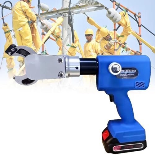 Cortador de cable hidráulico eléctrico, herramienta de corte de alambre hidráulico, cortador de pernos de 60 KN con 2 baterías extraíbles, for cobre, aluminio y cable blindado(A)