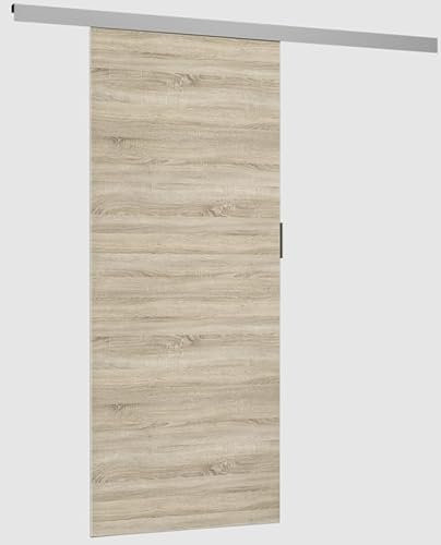 BDW Schiebetür-System GREG, Wandmontiert, Links/Rechts Montierbar, Einspurig 205(H) x86(B) x16(D) cm (Eiche Sonoma)