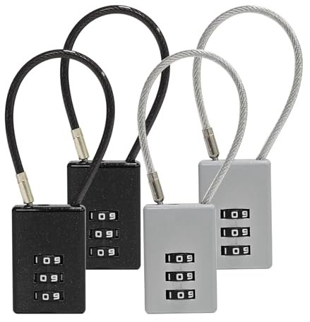 3-stelliges Zahlenschloss,Kofferschloss, Vorhängeschloss, Hochsicherheitsschloss, passend für Gepäck, Werkzeugkasten, Mülleimerschloss, Helm(4 Stück)