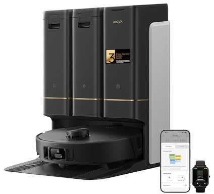 Mova Z50 Ultra Saugroboter mit Wischfunktion, 19.000 Pa Saugkraft, Streifenfreies Wischen mit HydroSync, 36 °C selbstreinigenden Wischmopp, Mehrfach-Schmutzerkennung, Schwarz