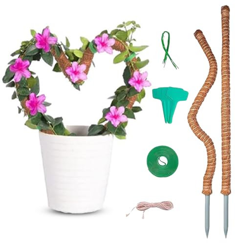 2 Pack Coco Coir Moss Pole for Monstera, 63.5cm/25 Inch Bendable Plant Pole for Monstera Support, Plant Supports for Indoor Plants, Handmade Moss Sticks for Creeper Plants Grow Upwards