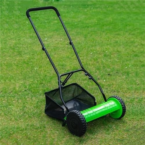 Cortacésped de 5 cuchillas con recogedor de césped, barredora manual de altura ajustable para césped y patios