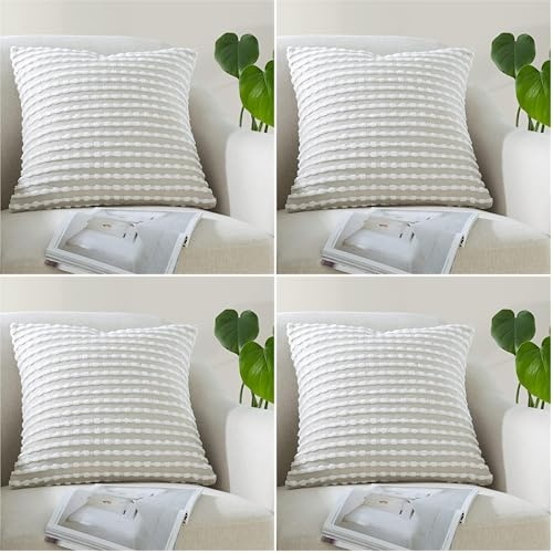 Catherine Lansfield Stab Stitch 43x43cm Cushion Cover Natural (Pack of 4)