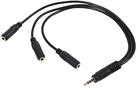 Kueohse Odial(R) Cable Divisor De Audio Estereo De 3,5 Mm Chapado En 3.5 Mm (1/8 Pulg.) Trrs Enchufe Estereo Macho A 3 X 1/8 Pulgada 3.5 Mm Jack Estereo Hembra 1 Entrada 3 Salidas