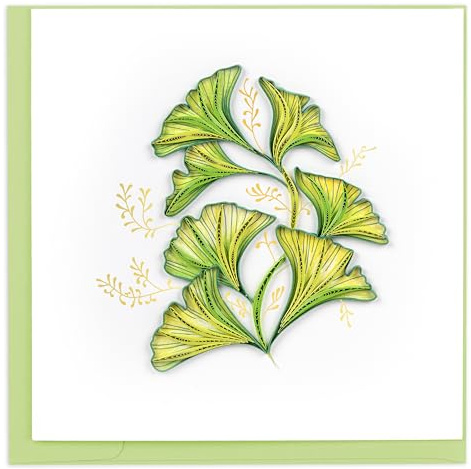 Quilling Card Handmade Quilled Ginkgo Greeting Card – 6x6 Inch Blank Card with Envelope – Fair Trade Verified – Unique Paper Art Keepsake for Any Occasion