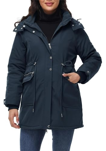 Maacie 2025 Umstands Baumwolljacke Jacke Stehkragen Wasserdichte Baumwolljacke Marineblau L