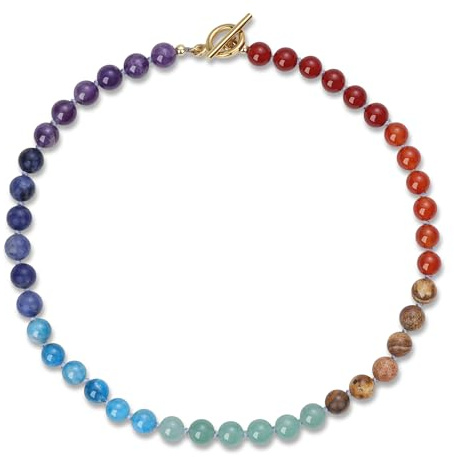 COAI 7 Chakra Perlenkette aus Edelstein Bunt Halskette für Damen