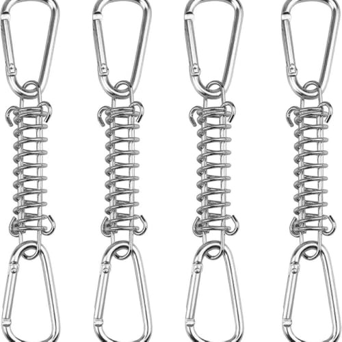 Sanivovonu 4 Stück Zugfeder Spannfeder Sonnensegel Befestigung Sprungfeder Stahlfeder Federschnalle mit 8 Stück Karabiner für Campingzelt Sonnensegel Markise