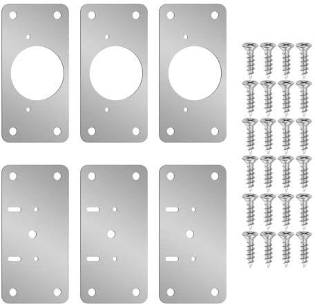 3 Sets Hinge Repair Brackets, Stainless Steel Hinge Repair Plate Kit with Screws for Kitchen Cabinet Door, Cupboard, Wardrobe