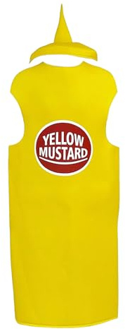 yakermur Déguisement Ketchup - Moutarde Costume Bouteille Adulte Unisexe Combinaison Chapeau De Alimentaire – Idéal Pour Adultes Lors Carnaval, Halloween, Et Semaines À Thème, Taille Unique