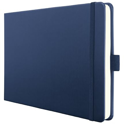 Sigel Conceptum Premium Notizbuch A5 quer dotted dunkelblau Hardcover | CO207, 132 perforierte Seiten, Quickpocket, Stiftschlaufe und Gummibandverschluss