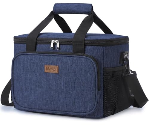 Lifewit Kühltasche klein, Isolierte Cooler Bag, Lunchtasche 32L 48 Dosen | Faltbar, Tragbar Lunchbag, Kühlbox Auslaufsicher, wasserdichte Thermotasche für Arbeit, Strand, Reise, Unterwegs, Dunkelblau
