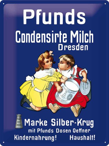 Nostalgic-Art 20313 Pfunds Milch, Blechschild, 30 x 40 cm