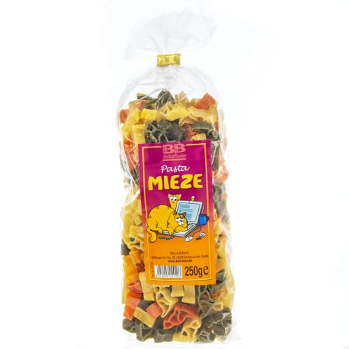 Bull & Bear bunte Katzen Nudeln, 250g, Motivnudeln aus Hartweizengrieß, handgefertigt in deutscher Manufaktur, Pasta Geschenk