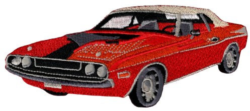 Red Muscle Car Patch Embroidered Iron-On Automobile Applique