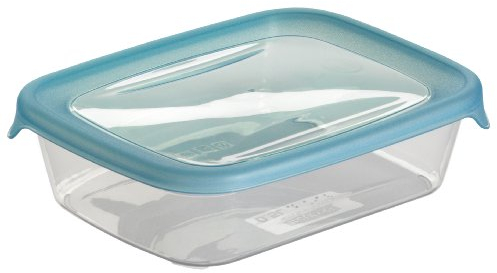 Curver 180690 Fresh'N Go Frischhaltedose, dicht verschließbar, rechteckig, Polypropylen, transparent/blau, Polypropylen, transparent/blau, 0,5L