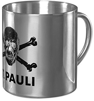 FC St. Pauli Edelstahl Totenkopf Tasse Kaffeebecher Mug (Silber, One Size)