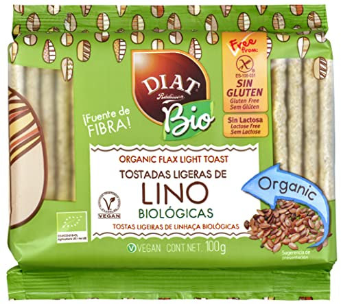 DIAT Radisson Tostadas de Lino BIO Sin Gluten | Tostadas Ligeras de Arroz, Maíz y Lino | Tostadas Ecológicas | Apto para Veganos | Producto Gluten Free | Producto Bio | Sin azúcar añadido