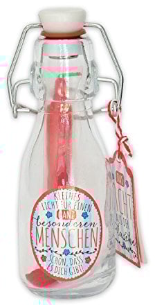 Gruss und Co Licht aus der Flasche für einen besonderen Menschen Geschenkartikel, Glas, Mehrfarbig, 5.5 x 5.5 x 14.5 cm