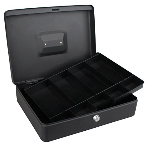 Tech Traders TTCBOX Caisse à monnaie en acier Noir 30,5 cm